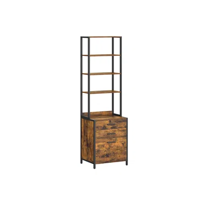 Breebe Home Office Filing Cabinet With Height-adjustable Open Shelves In Brown