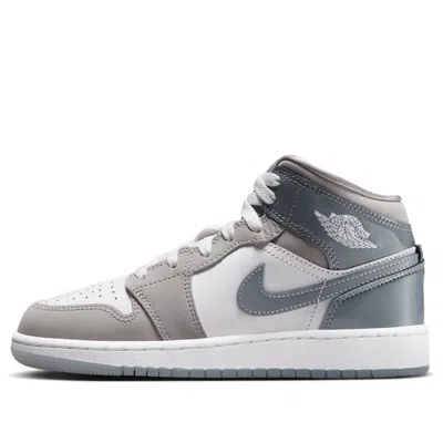 Air Jordan (gs)  1 Mid 'white Medium Cool Grey' In Gray