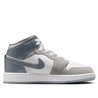 Air Jordan (gs)  1 Mid 'white Medium Cool Grey' In Gray