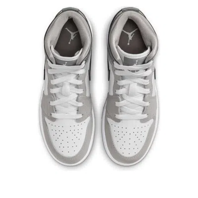 Air Jordan (gs)  1 Mid 'white Medium Cool Grey' In Gray