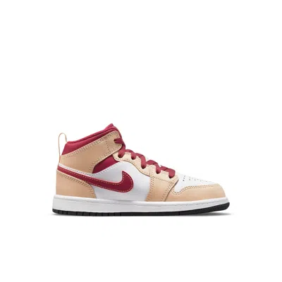 Air Jordan (ps)  1 Mid 'light Curry Cardinal Red'