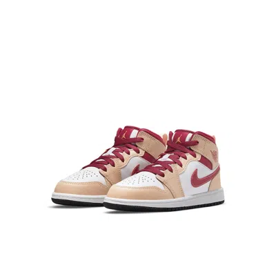 Air Jordan (ps)  1 Mid 'light Curry Cardinal Red'