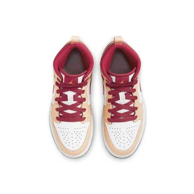 Air Jordan (ps)  1 Mid 'light Curry Cardinal Red'