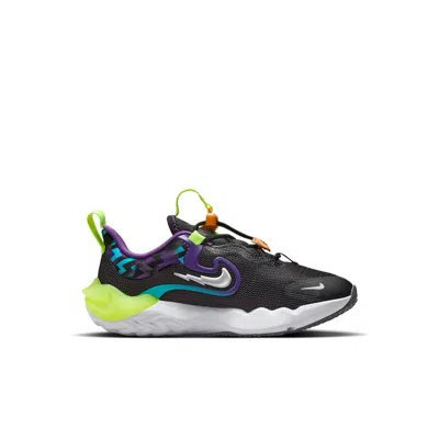 Nike (ps)  Run Flow Easy On/off Shoes 'black Teal Nebula Volt'