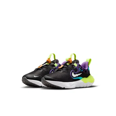 Nike (ps)  Run Flow Easy On/off Shoes 'black Teal Nebula Volt'