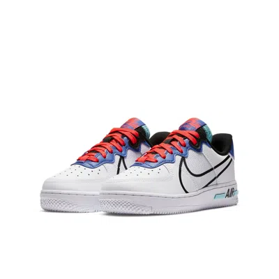 Nike (gs)  Air Force 1 React 'astronomy Blue Laser Crimson' In White