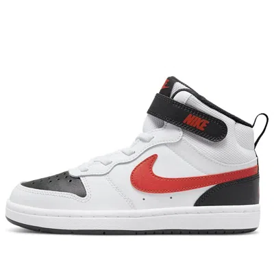 Nike (ps)  Court Borough Mid 2velcro 'white Black University Red'