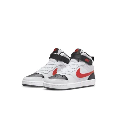 Nike (ps)  Court Borough Mid 2velcro 'white Black University Red'
