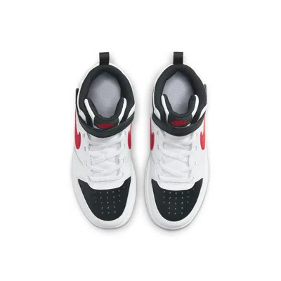 Nike (ps)  Court Borough Mid 2velcro 'white Black University Red'