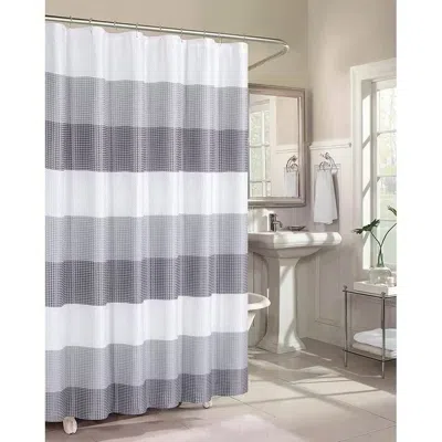 Hivvago 72-inch Grey White Striped Luxurious Textured Polyester Fabric Shower Curtain In Gray