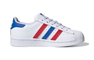 Adidas Originals (ps) Adidas Superstar C 'white Blue Scarlet'