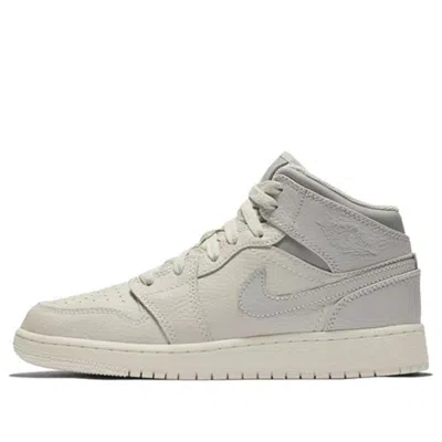 Air Jordan (gs)  1 Mid 'light Bone' In Gray