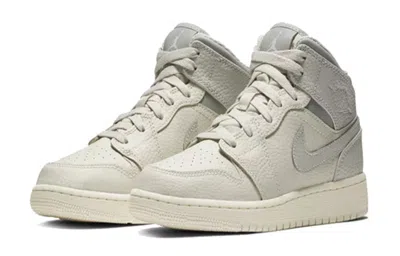 Air Jordan (gs)  1 Mid 'light Bone' In Gray