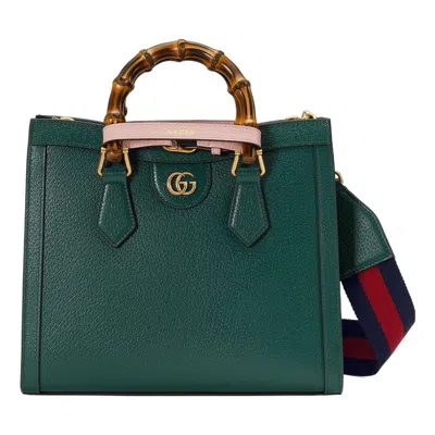 Gucci Diana Mini Leather Tote Bag In Green