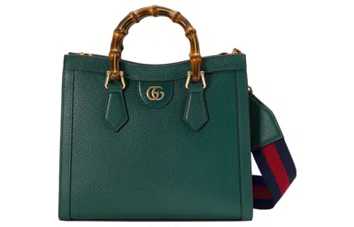 Gucci Diana Mini Leather Tote Bag In Green
