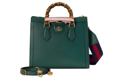 Gucci Diana Mini Leather Tote Bag In Green