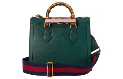 Gucci Diana Mini Leather Tote Bag In Green