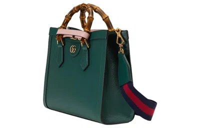 Gucci Diana Mini Leather Tote Bag In Green