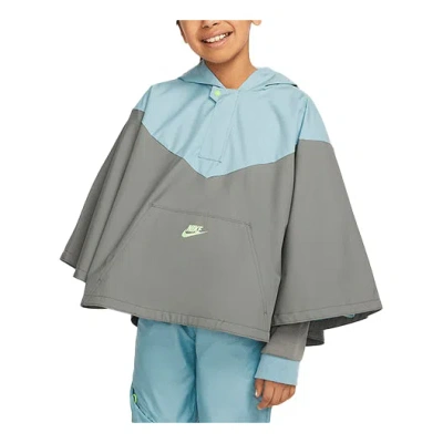 Nike (gs)  Sportswear Kids Pack Loose Waterproof Colorblock Hooded Jacket Boy Girls Gray Blue