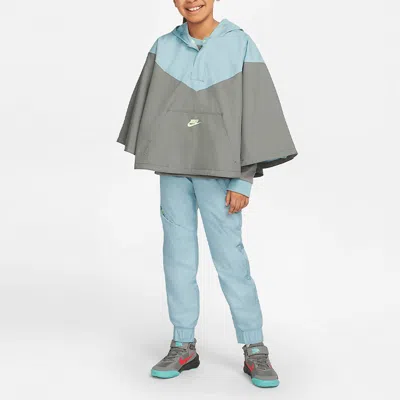 Nike (gs)  Sportswear Kids Pack Loose Waterproof Colorblock Hooded Jacket Boy Girls Gray Blue