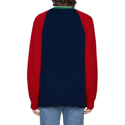 Gucci V-neck Wool Sweater With Lyre 'blue'