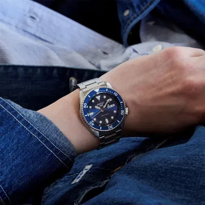 Seiko Casual Waterproof Sports Mechanical Blue In Metallic