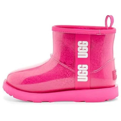 Ugg Classic Clear Mini Ii Large Logo Fleece Lined Big Boys Pink Red