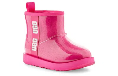 Ugg Classic Clear Mini Ii Large Logo Fleece Lined Big Boys Pink Red