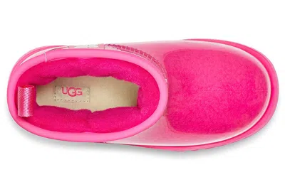 Ugg Classic Clear Mini Ii Large Logo Fleece Lined Big Boys Pink Red
