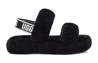 Ugg Oh Yeah Sheepskin Slingback Slippers In Black