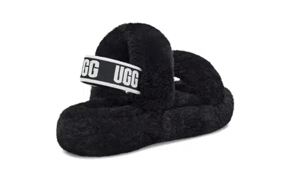 Ugg Oh Yeah Sheepskin Slingback Slippers In Black