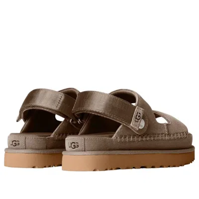 Ugg Goldenstar Glide Suede Sandals Smoke Plume In Brown