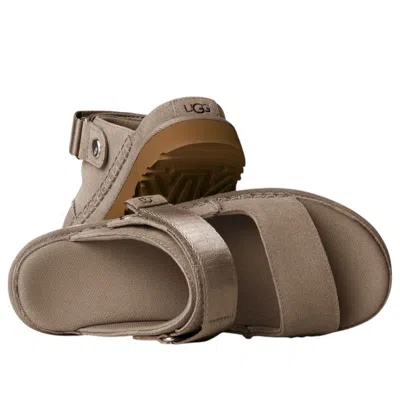 Ugg Goldenstar Glide Suede Sandals Smoke Plume In Brown