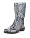 FERRAGAMO FARABEL LOGO-PRINT RAIN BOOT, TRANSPARENT/BLACK