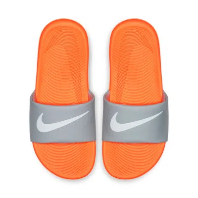 Nike (gs)  Kids' Kawa Slide Sandals Grey/orange In Gray