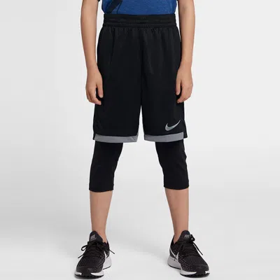 Nike (gs)  Training Breathable Logo Sports Shorts Boy Black