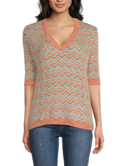 M Missoni Woman Sweater Orange Size Xl Mohair Wool, Viscose, Wool, Polyamide In Multi