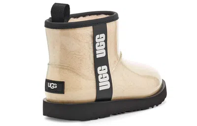 Ugg Classic Clear Mini Ii Large Logo Fleece Lined Big Boys Beige In Neutral