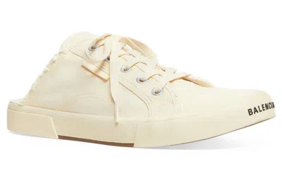 Balenciaga Paris Mules 'white Destroyed Cotton And White Rubber' In Neutral