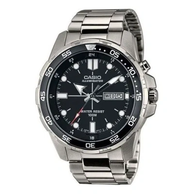 Casio Stainless Steel Strap Unisex Mens Black Analog In Metallic