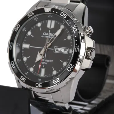 Casio Stainless Steel Strap Unisex Mens Black Analog In Metallic