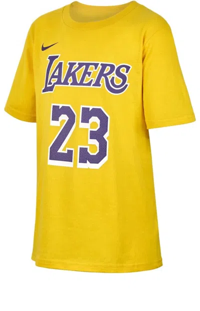 Nike Dri-fit Nba Jersey Los Angeles Lakers Lebron James Short Sleeve Yellow