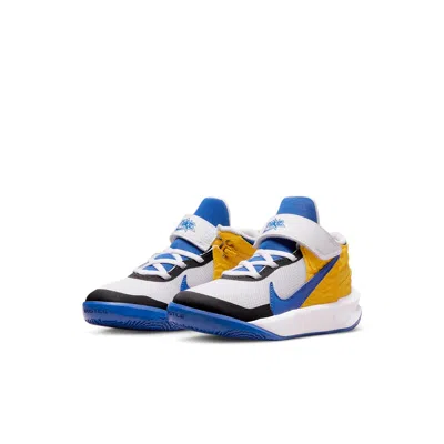 Nike (ps)  Team Hustle D 10 Flyease 'white Blue Yellow' In Multi