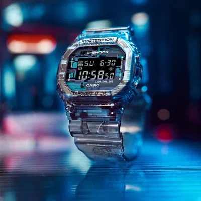 Casio G-shock Square 'translucent Black' In Blue
