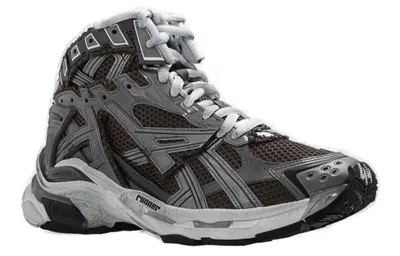 Balenciaga Runner High Top Sneakers 'grey Nylon Suede-like Fabric' In Black