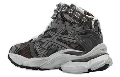 Balenciaga Runner High Top Sneakers 'grey Nylon Suede-like Fabric' In Black