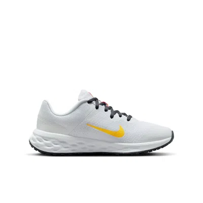 Nike (gs)  Revolution 6 Road Running Shoes 'white Gridiron Orange Sea Coral'