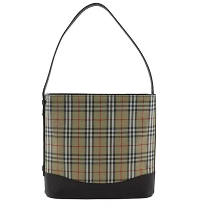 Pre-owned Burberry Black Brown Canvas Leather Shoulder Bag ()