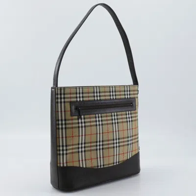 Pre-owned Burberry Black Brown Canvas Leather Shoulder Bag ()