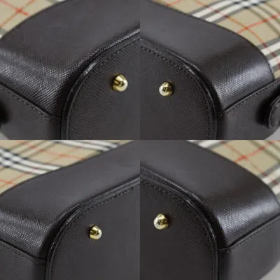 Pre-owned Burberry Black Brown Canvas Leather Shoulder Bag ()